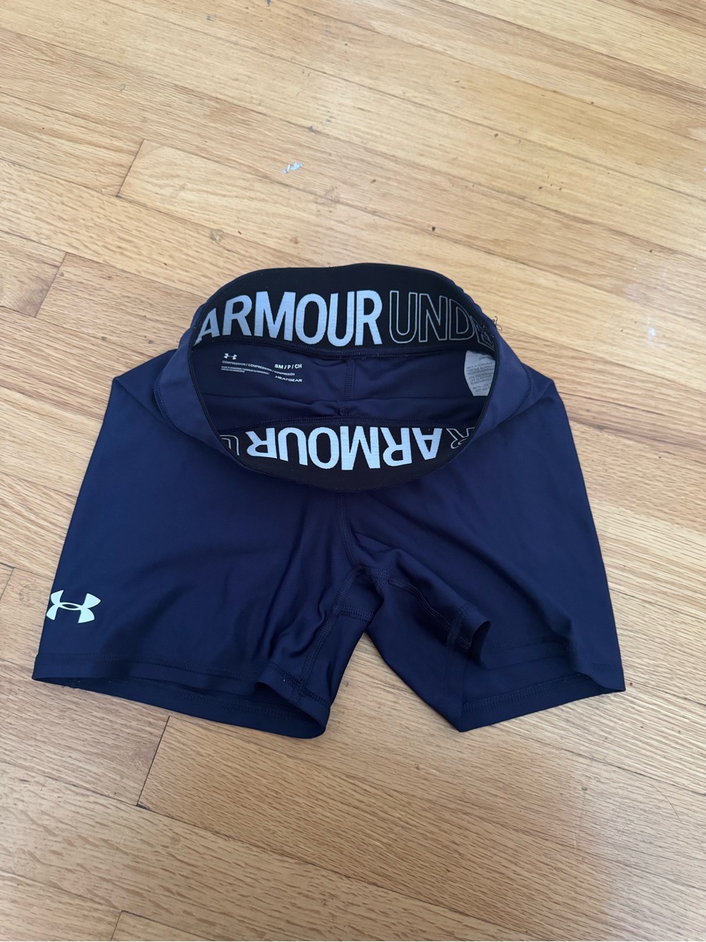 Under Armour Navy Compression Training Shorts with White Logo